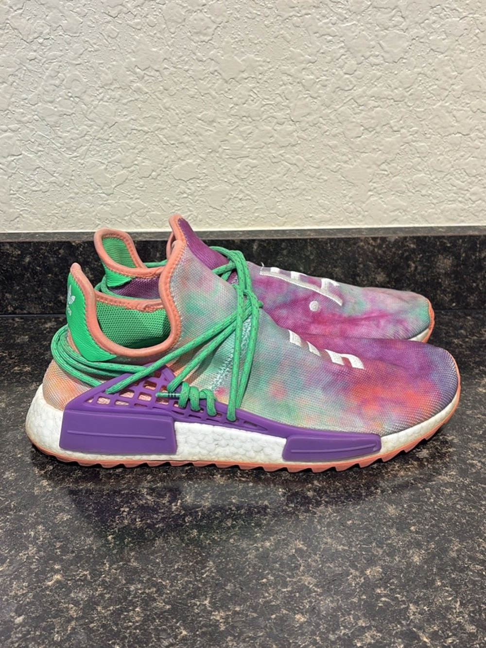 Men’s Tie-Dye Colorway Slip-On Sneakers with Green Laces